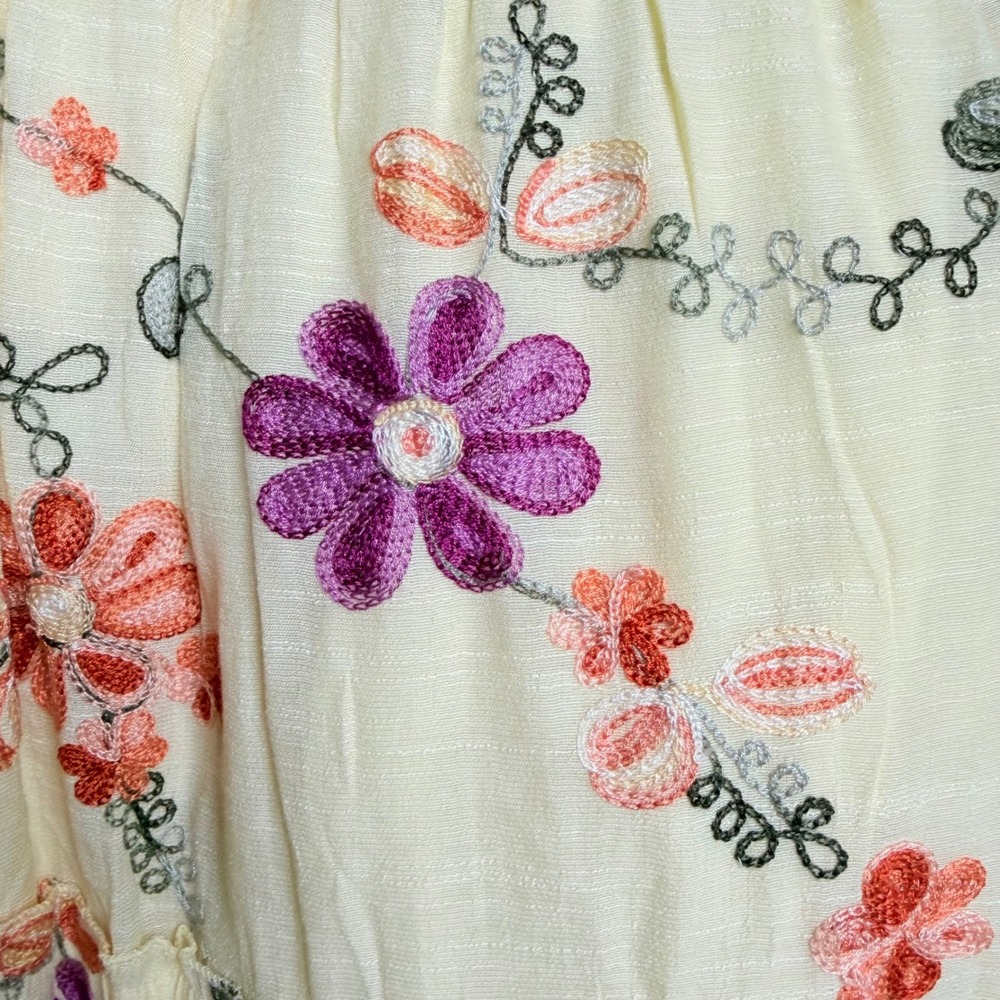 Anthro Kindred Smocked Maxi Dress Butter Yellow Embroidered NWT Cottagecore - Picture 16 of 16